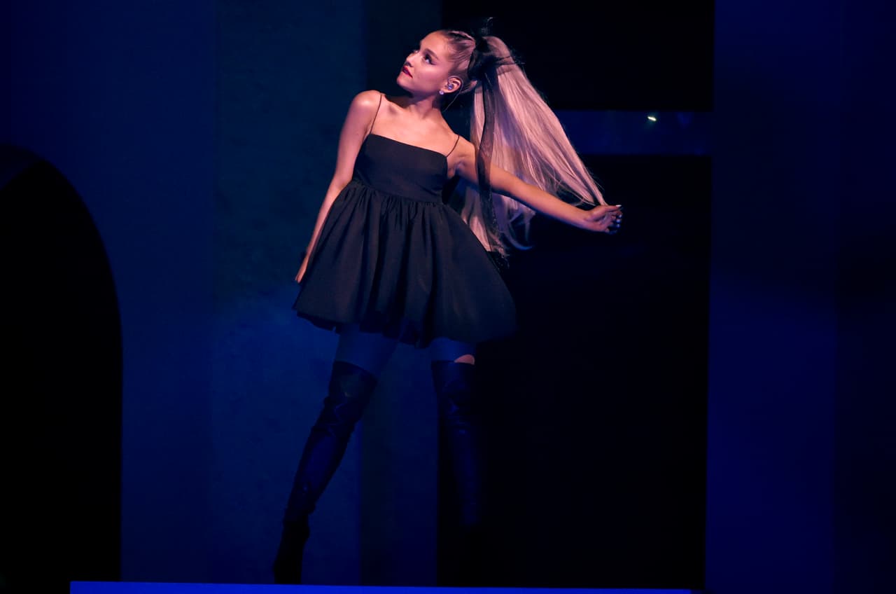 Ariana Grande performs "No Tears Left To Cry" at the Billboard Music Awards at the MGM Grand Garden Arena on Sunday, May 20, 2018, in Las Vegas. (Photo by Chris Pizzello/Invision/AP)